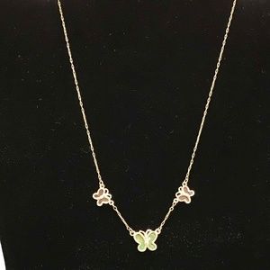 Monet Gold Tone Necklace with Enamel Butterflies